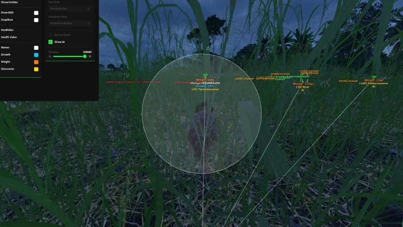 The Isle ESP and gameplay overlay screenshot